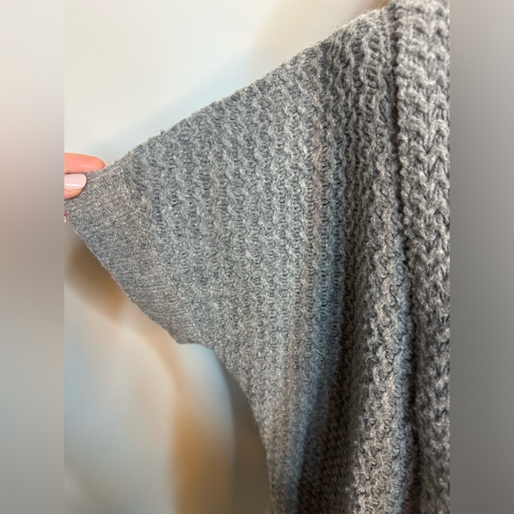 Sz L Mercer & Madison wool blend open front shirt sleeve cardigan sweater grey - Picture 2 of 7